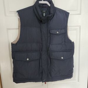 J. Crew 2004 Expedition Utility Navy Snap Button Down Vest Mens Size L EUC